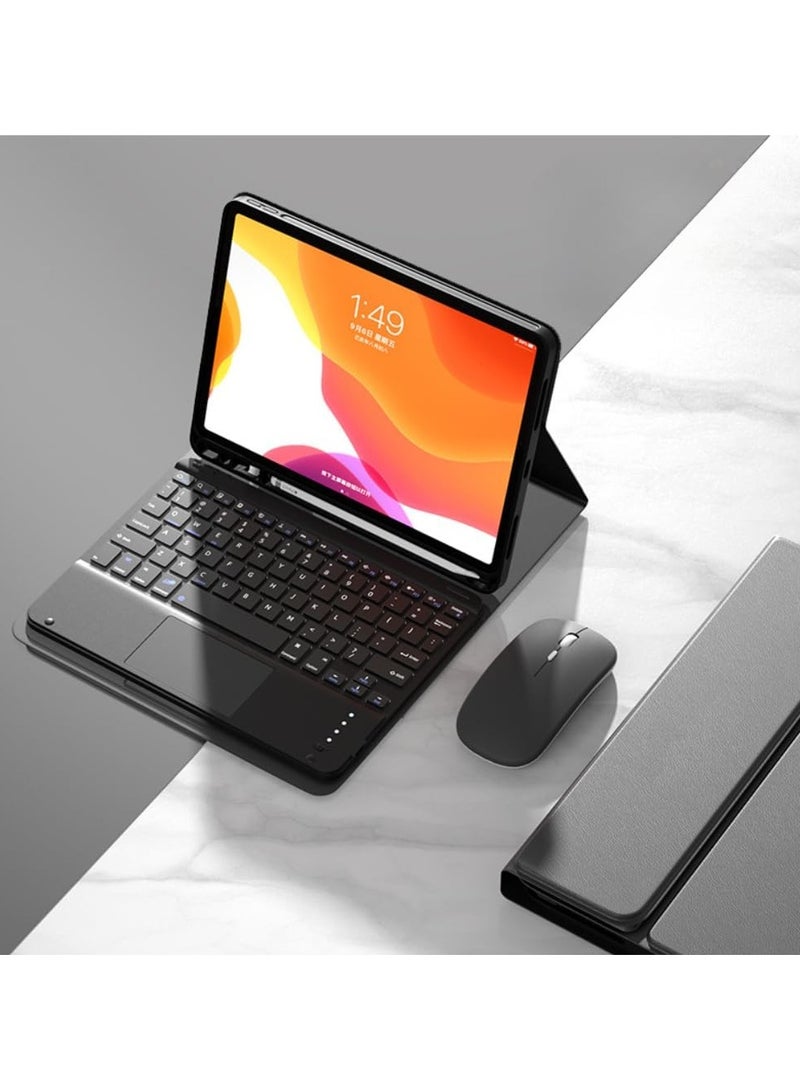 Arabic and English Keyboard Case for IPad 10th Generation 10.9 Inch (2022) Cover with Pencil Holder, IPad Case with Keyboard+mouse,Magic Keyboard, Auto Sleep