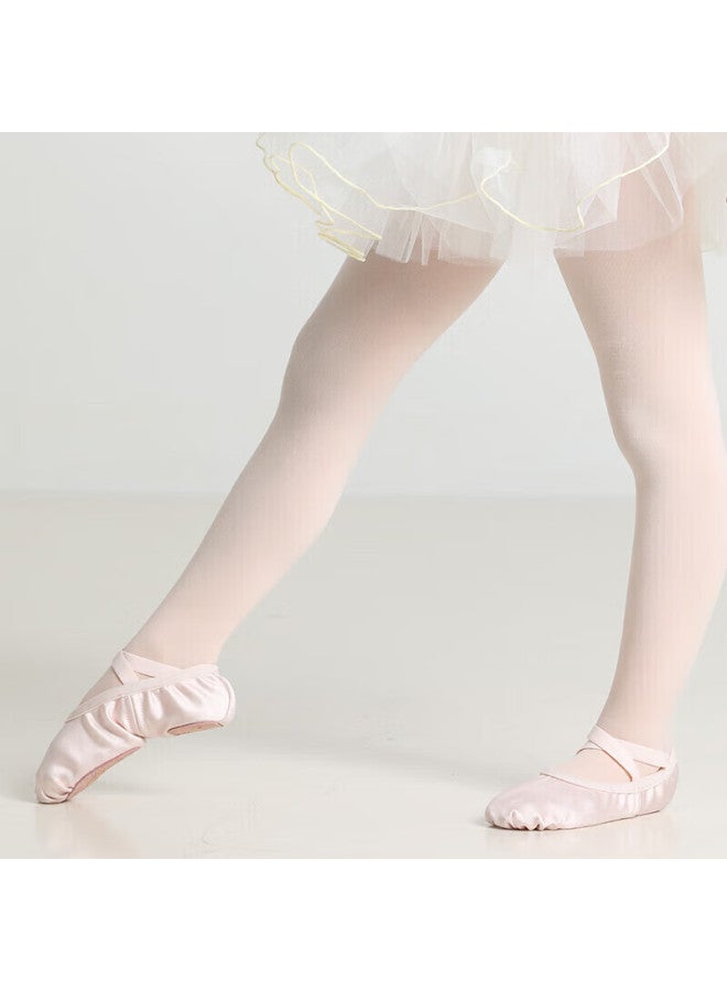 Sansha Children's Dance Practice Shoes, Elastic Satin Ballet Flats, Two-piece Sole Cat Paw Shoes, English Satin, Size 32 - Image 3