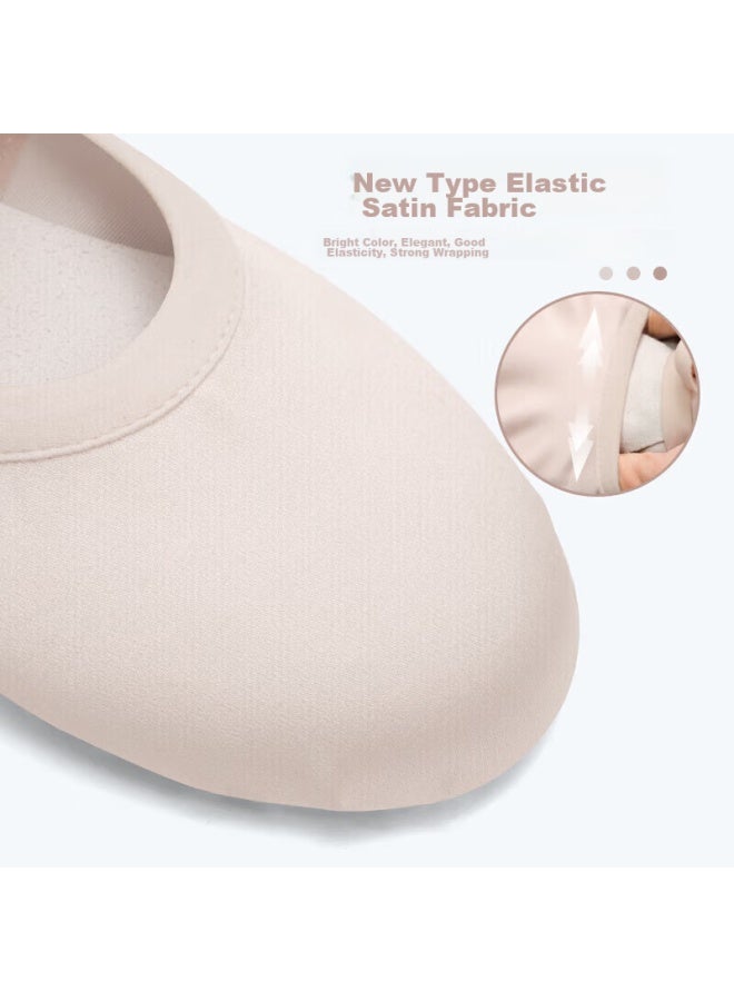 Sansha Children's Dance Practice Shoes, Elastic Satin Ballet Flats, Two-piece Sole Cat Paw Shoes, English Satin, Size 32 - Image 4