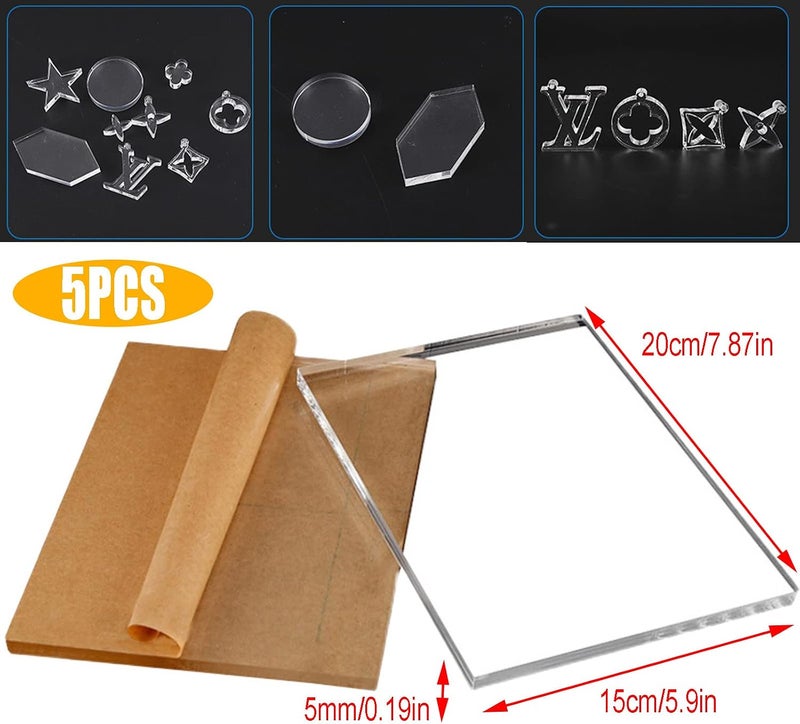 XUBX 5 Pieces 15x20cm 5mm Clear Acrylic Sheets, Transparent Plexiglass, Perspex Sheets, Perspex Plastic Panel for Picture Frame Glass Replacement, Projects Display, Painting - Image 2