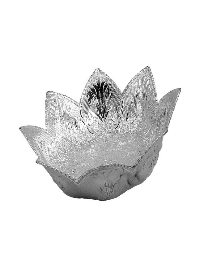 SAI PRASEEDA Decorative Non Metallic Silver Finish Serving Thalis (18 x 18 x 5 cm)-Pack of 6 |Traditional Seer Plates for Return Gifts, Pooja, Festivals, Weddings & Home Décor SMLSLVRT-2 - Image 4