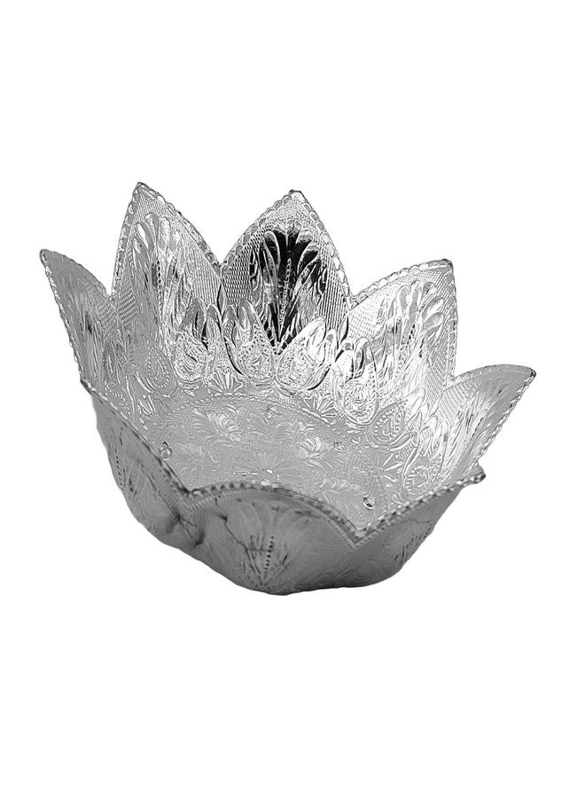 SAI PRASEEDA Decorative Non Metallic Silver Finish Serving Thalis (18 x 18 x 5 cm)-Pack of 6 |Traditional Seer Plates for Return Gifts, Pooja, Festivals, Weddings & Home Décor SMLSLVRT-2 - Image 3