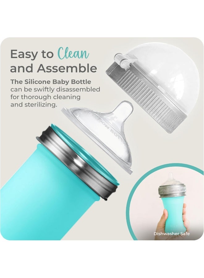 Mason Bottle Silicone Baby Bottle (8 oz, Teal) - Image 3