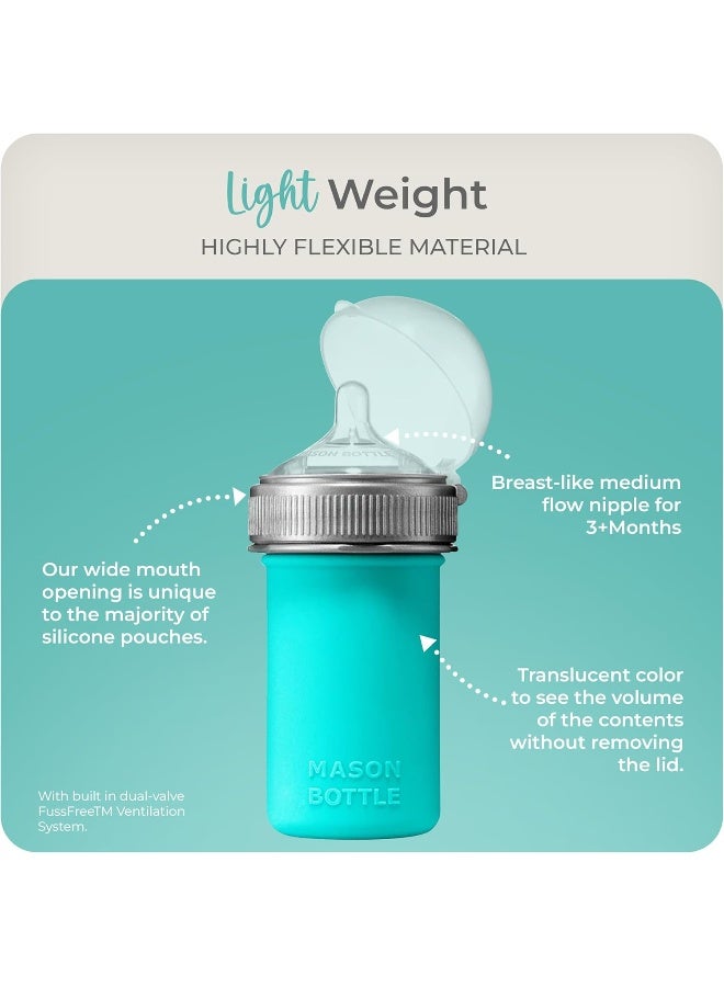 Mason Bottle Silicone Baby Bottle (8 oz, Teal) - Image 4