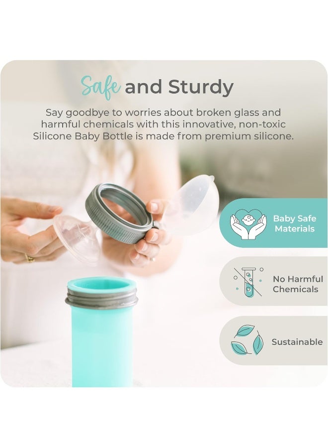 Mason Bottle Silicone Baby Bottle (8 oz, Teal) - Image 5