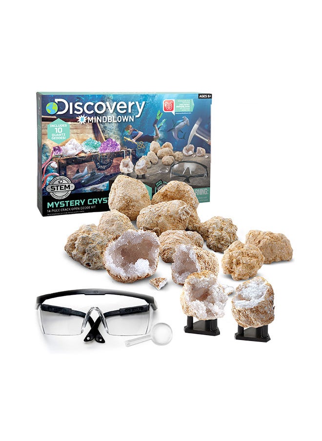 Discovery Mindblown STEM Toy Mystery Crystals Geode Excavation Science Kit 14pcs  - Image 1