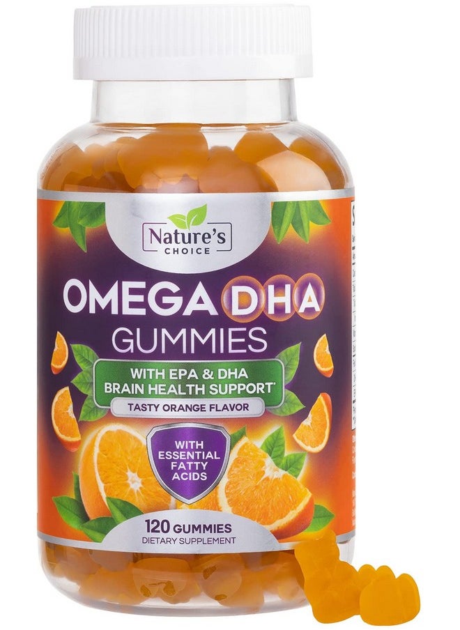 Nature's Choice Omega 3 Fish Oil Gummies Extra Strength Omega 3S With Dha & Epa Heart Healthy Joint & Brain Support Nature Omega 3 Fish Oil Supplement Gummy Vitamin For Men & Women Orange Flavor 120 Gummies  - Image 2
