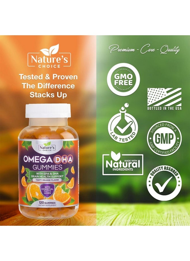 Nature's Choice Omega 3 Fish Oil Gummies Extra Strength Omega 3S With Dha & Epa Heart Healthy Joint & Brain Support Nature Omega 3 Fish Oil Supplement Gummy Vitamin For Men & Women Orange Flavor 120 Gummies  - Image 3