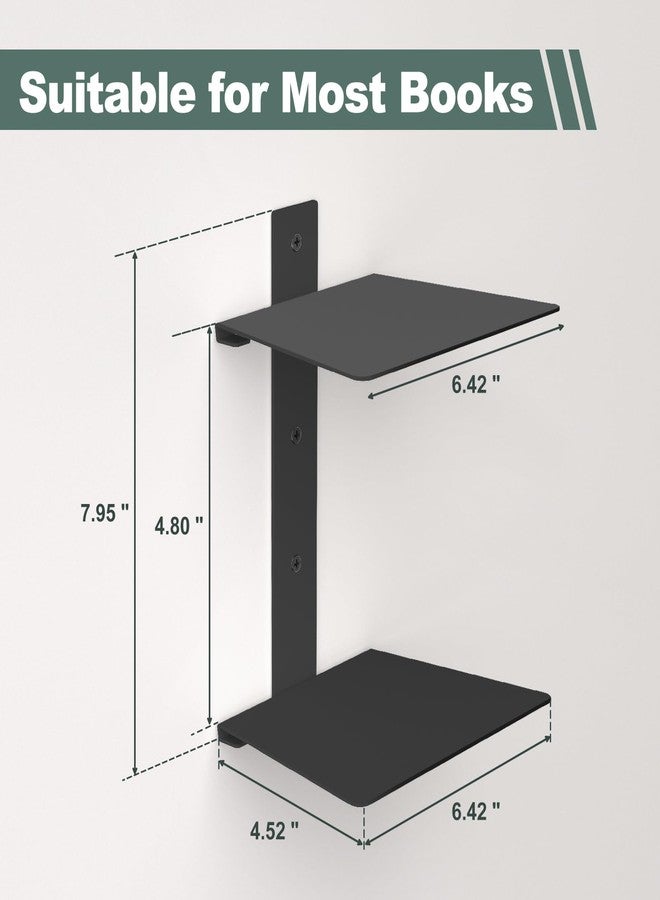 Mefirt Invisible Floating Bookshelves for Wall, 2 Tier Vertical Spine Book Tower, Heavy Duty Floating Book Shelves Metal Black Book Organizers for Bedroom Living Room Office Study Room, 3 Pack - Image 2