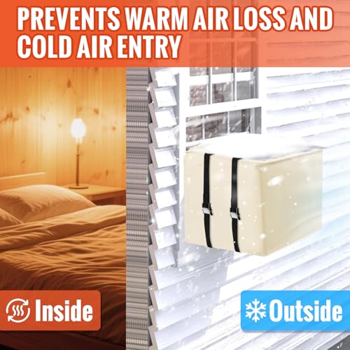 Amerbro Window Air Conditioner Covers for Outside Unit to Protect AC and Winter Insulation, Waterproof & Snowproof AC Covers for Outside Window Units with 3 Layers Insulation, 21" W x 15" H x 16" D - Beige - Image 4