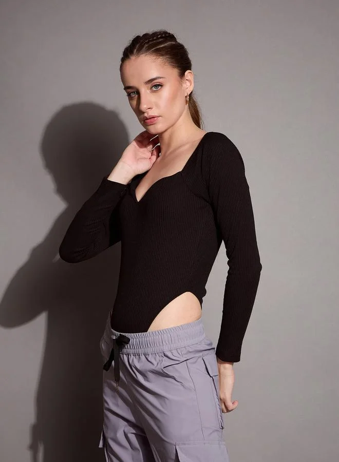 Sassafras  Ribbed Sweetheart Neck Bodysuit for Women | Best Price UAE