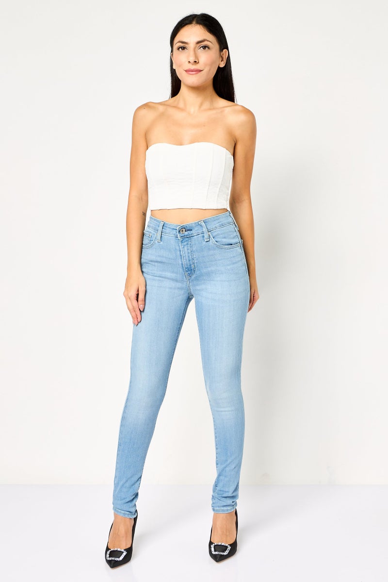 Levi's Women Skinny Fit Washed Stretchable Jeans, Light Blue - Image 3