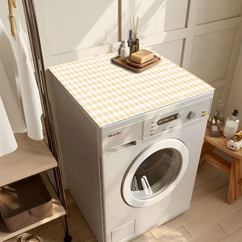 1pc Yellow Checkered Floral Kitchen Drainage Mat Countertop Absorbent Mat For Tables and Coasters Bathroom Sink Coaster Tray Washing Machine Heat Insulation Mat 236x236 Inch - Image 3