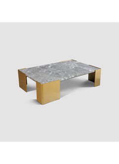 AL HUZAIFA FURNITURE Benedetto Coffee Table Natural Grey Marble Legs In Brushed Gold Color  - Image 1