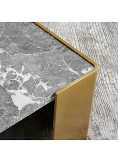 AL HUZAIFA FURNITURE Benedetto Coffee Table Natural Grey Marble Legs In Brushed Gold Color  - Image 2