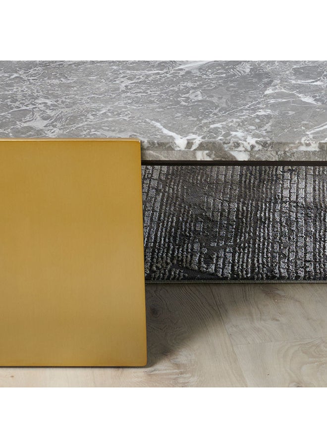 AL HUZAIFA FURNITURE Benedetto Coffee Table Natural Grey Marble Legs In Brushed Gold Color  - Image 4