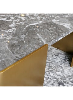 AL HUZAIFA FURNITURE Benedetto Coffee Table Natural Grey Marble Legs In Brushed Gold Color  - Image 3