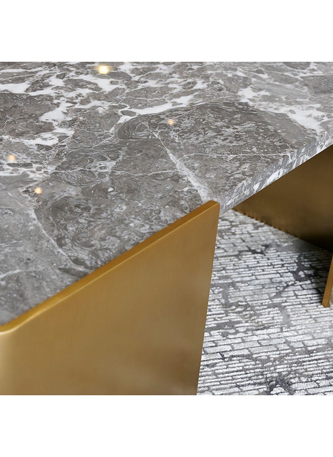 AL HUZAIFA FURNITURE Benedetto Coffee Table Natural Grey Marble Legs In Brushed Gold Color  - Image 3