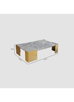 AL HUZAIFA FURNITURE Benedetto Coffee Table Natural Grey Marble Legs In Brushed Gold Color  - Image 5