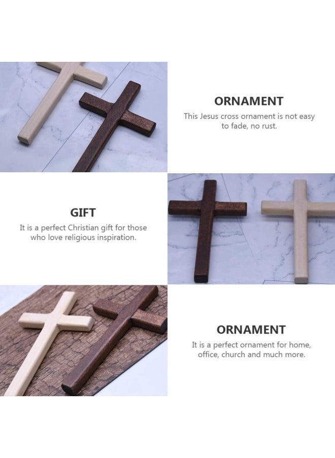 klarako - 6 Pcs Wooden Cross Crafts DIY Mini Wooden Crosses Charms Pendants Catholic Cross Prayer Handheld Ornaments for Church Party Favors Wall Decoration Jewelry Projects - Image 1