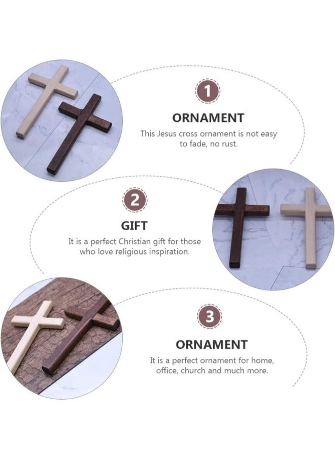 klarako - 6 Pcs Wooden Cross Crafts DIY Mini Wooden Crosses Charms Pendants Catholic Cross Prayer Handheld Ornaments for Church Party Favors Wall Decoration Jewelry Projects - Image 1