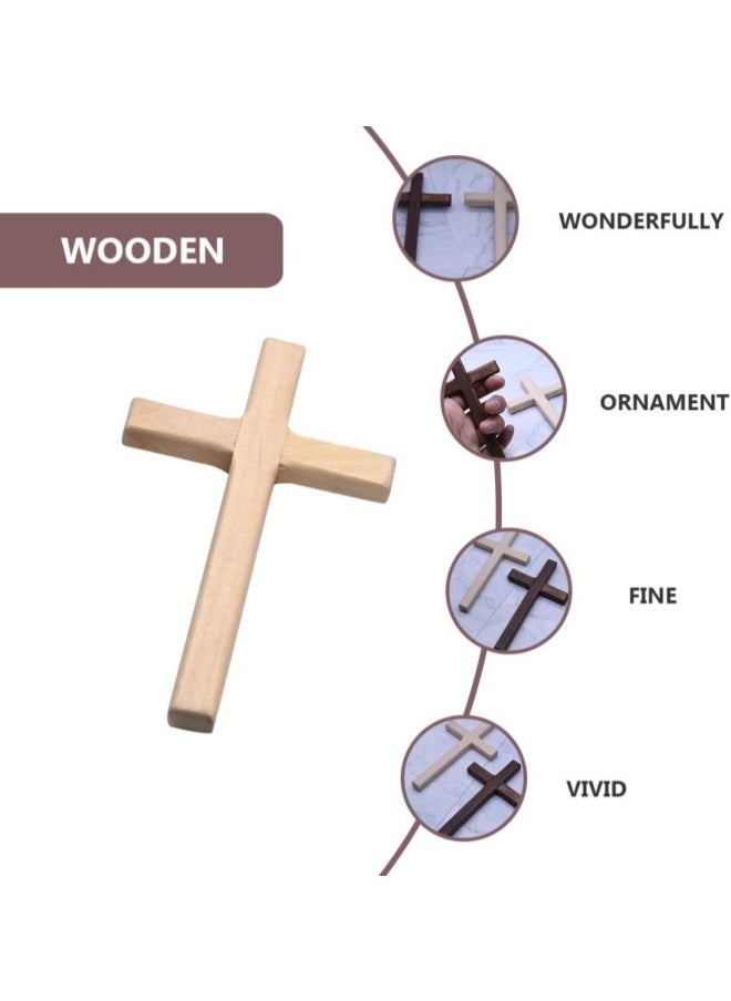 klarako - 6 Pcs Wooden Cross Crafts DIY Mini Wooden Crosses Charms Pendants Catholic Cross Prayer Handheld Ornaments for Church Party Favors Wall Decoration Jewelry Projects - Image 1