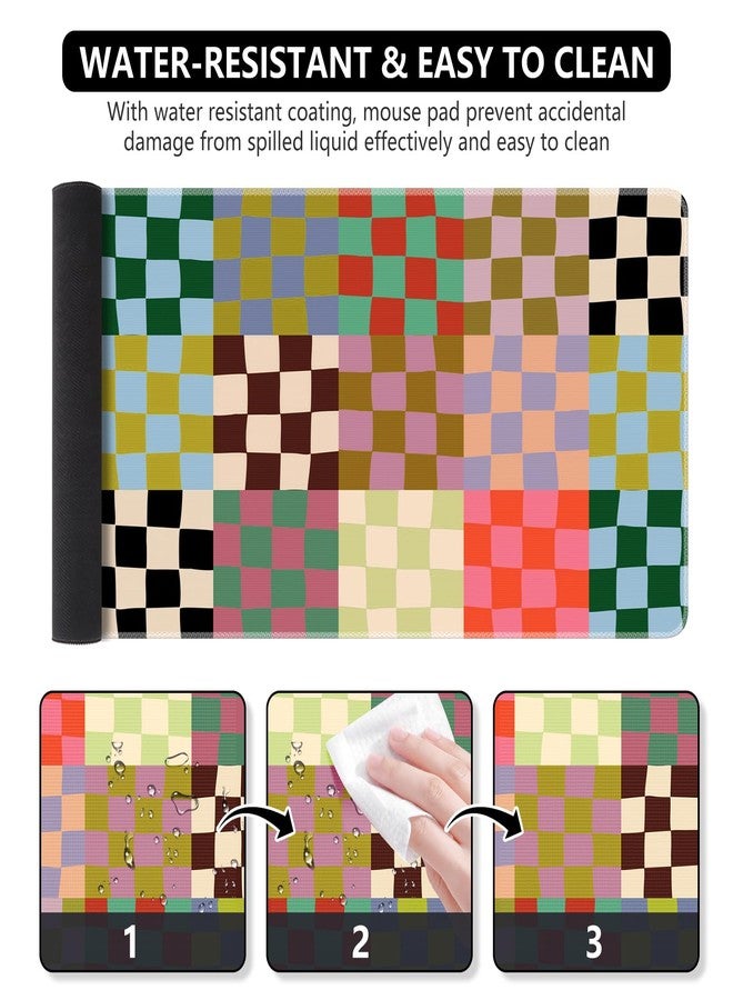 iCasso Checkered Desk Mat, Cute XXL Large Mouse Pad for Desk Cover, Anti-Slip Big Mousepad with Stitched Edges, Keyboard Mat for Computer Desktop Protector (Retro Checkered) - Image 4