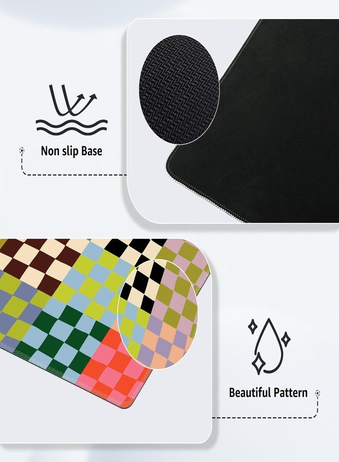 iCasso Checkered Desk Mat, Cute XXL Large Mouse Pad for Desk Cover, Anti-Slip Big Mousepad with Stitched Edges, Keyboard Mat for Computer Desktop Protector (Retro Checkered) - Image 3