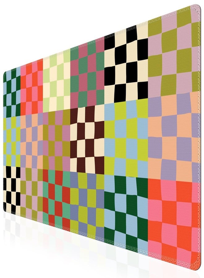 iCasso Checkered Desk Mat, Cute XXL Large Mouse Pad for Desk Cover, Anti-Slip Big Mousepad with Stitched Edges, Keyboard Mat for Computer Desktop Protector (Retro Checkered) - Image 1