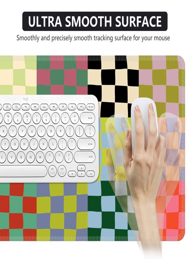 iCasso Checkered Desk Mat, Cute XXL Large Mouse Pad for Desk Cover, Anti-Slip Big Mousepad with Stitched Edges, Keyboard Mat for Computer Desktop Protector (Retro Checkered) - Image 5