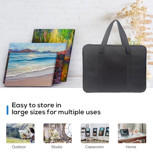 JJRING Art Portfolio Case, Wire Framed Nylon Portfolio Tote, Art Storage Bag in 23 Inches by 17 Inches, Great Carrying Bag for Artworks, Posters, Drawings, Prints(Black) - Image 5