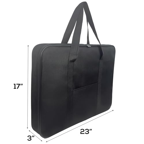 JJRING Art Portfolio Case, Wire Framed Nylon Portfolio Tote, Art Storage Bag in 23 Inches by 17 Inches, Great Carrying Bag for Artworks, Posters, Drawings, Prints(Black) - Image 2