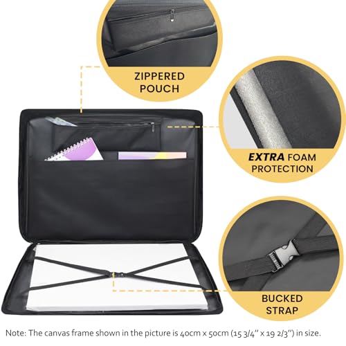 JJRING Art Portfolio Case, Wire Framed Nylon Portfolio Tote, Art Storage Bag in 23 Inches by 17 Inches, Great Carrying Bag for Artworks, Posters, Drawings, Prints(Black) - Image 3