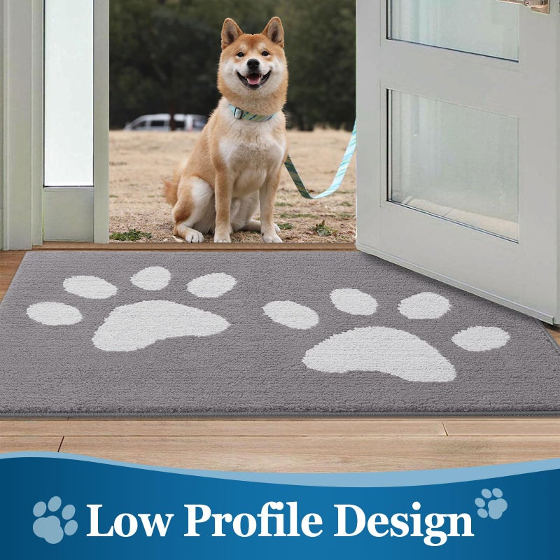 Buganda Dog Door Mat for Muddy Paws  Absorbent Dirt Trapper Washable Indoor Door Mat  Non Slip Low-Profile Mud Mat for Dogs  Front Entrance Door Mat for Inside Floor (36x24 Inches  Light Grey) - Image 5