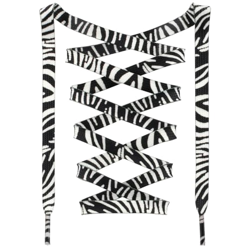 DANHUA Colorful Flat Shoe Laces: 2 Pair 71Inch Zebra Stripe Printed Shoelaces for Sneakers - Image 1