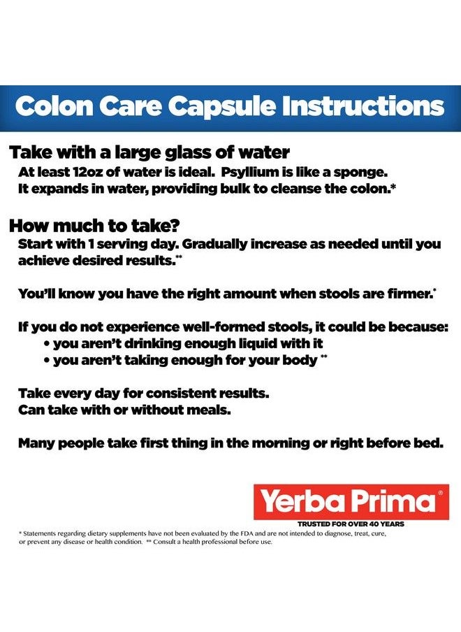 Yerba Prima - Prebiotic Colon Care Capsules 400 Caps Five Forms Of Fiber Plus Fos Prebiotics Dietary Health Supplement Healthy Soluble & Insoluble Fibers For Regularity & Digestive Support - Image 1
