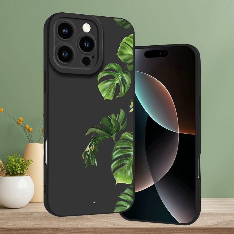 غطاء قرمزي من مزيج الأوراق الخضراء لهاتف iPhone 15 Pro Max فاخر ومقاوم للسقوط - Image 4
