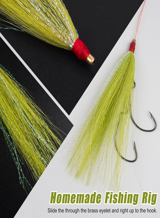 FUSIGO Fishing Bucktail Teaser, 9/18pcs Saltwater Bucktail Fishing Lures Copper Tube Teasers for Flounder Rig Fishing Teasers Plugs (9pcs Mixed) - Image 5