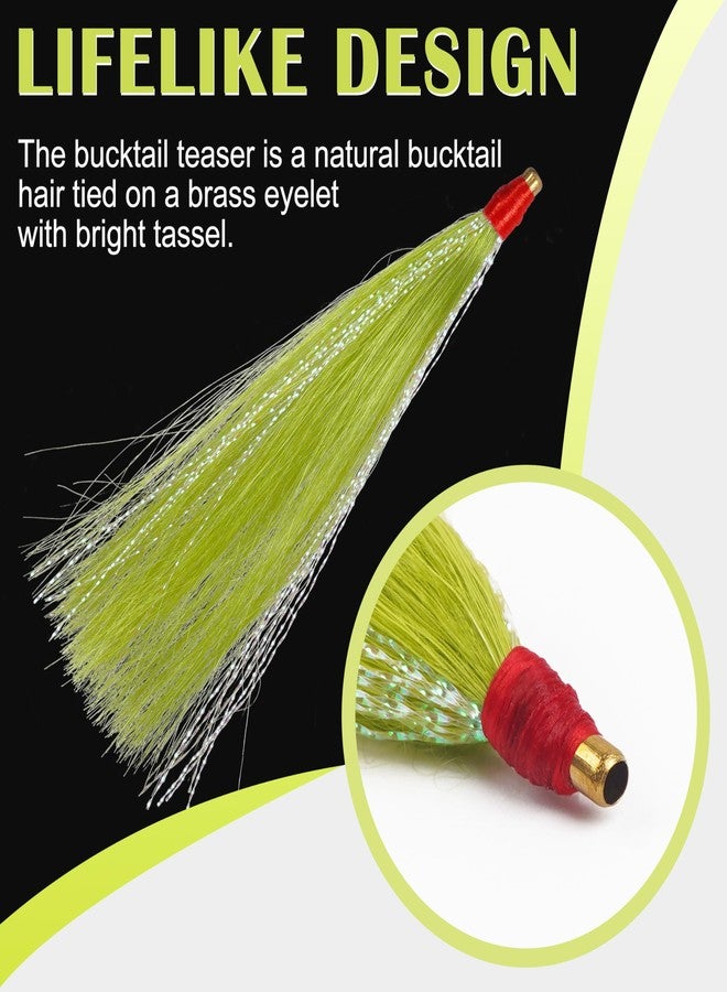 FUSIGO Fishing Bucktail Teaser, 9/18pcs Saltwater Bucktail Fishing Lures Copper Tube Teasers for Flounder Rig Fishing Teasers Plugs (9pcs Mixed) - Image 4