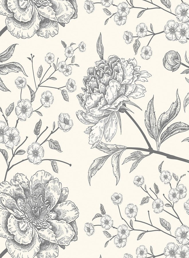 Decotalk ورق جدران ديكوتالك الزهري اللاصق، ورق جدران زهري مقاس 17.5 × 120 بوصة، ورق لاصق زهري للخزائن، ورق جدران زهري أبيض لغرفة النوم، ورق جدران على شكل فروع، ورق جدران قابل للإزالة مناسب للمستأجرين - Image 1