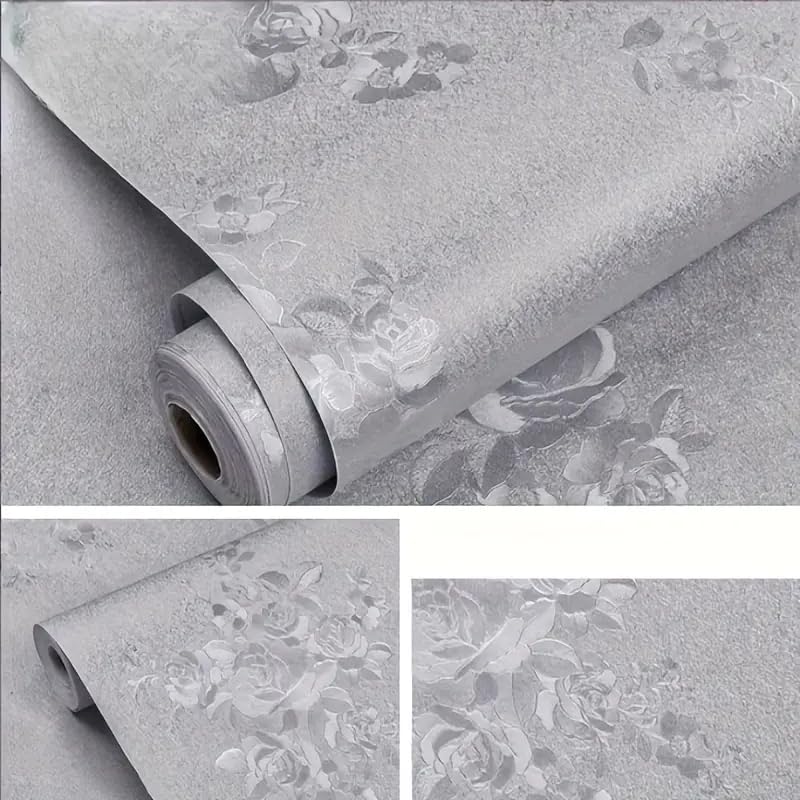 SUNBIRD 1 Roll Self-Adhesive Wallpaper, Gray Floral Pattern Contact Paper, Peel and Stick, Waterproof Removable Living Room Kitchen Bedroom 60x200cm - Image 2