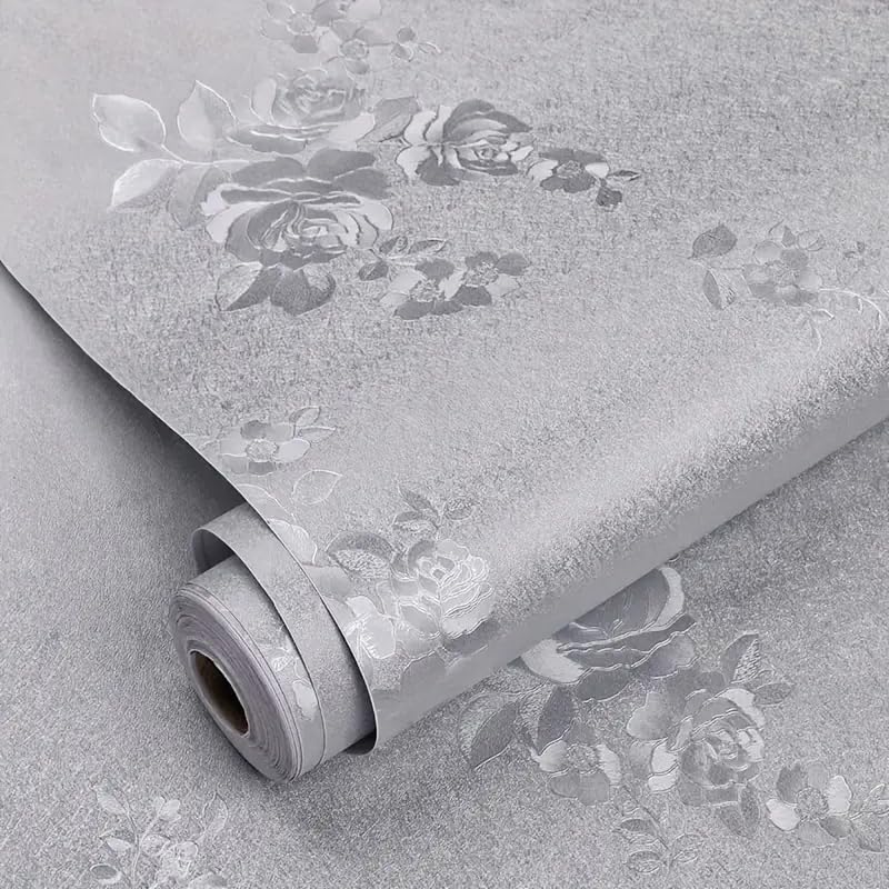 SUNBIRD 1 Roll Self-Adhesive Wallpaper, Gray Floral Pattern Contact Paper, Peel and Stick, Waterproof Removable Living Room Kitchen Bedroom 60x200cm - Image 3