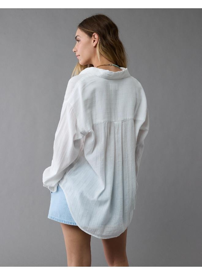 American Eagle AE Perfect Button-Up Shirt  - Image 4