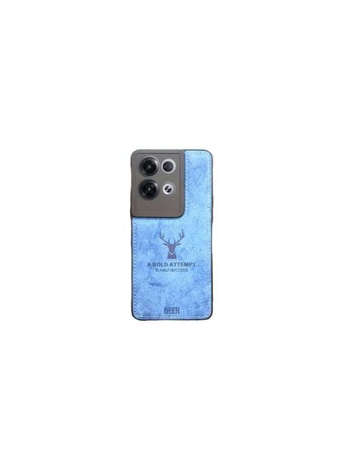 ELMO3EZZ Reno 8 5G Digital Luxury Soft Texture Patterned TPU Cloth Case, Dirt-Resistant, Anti-Shock, Anti-Fingerprint, Full Body Protective For Oppo Reno 8 5G (Blue)