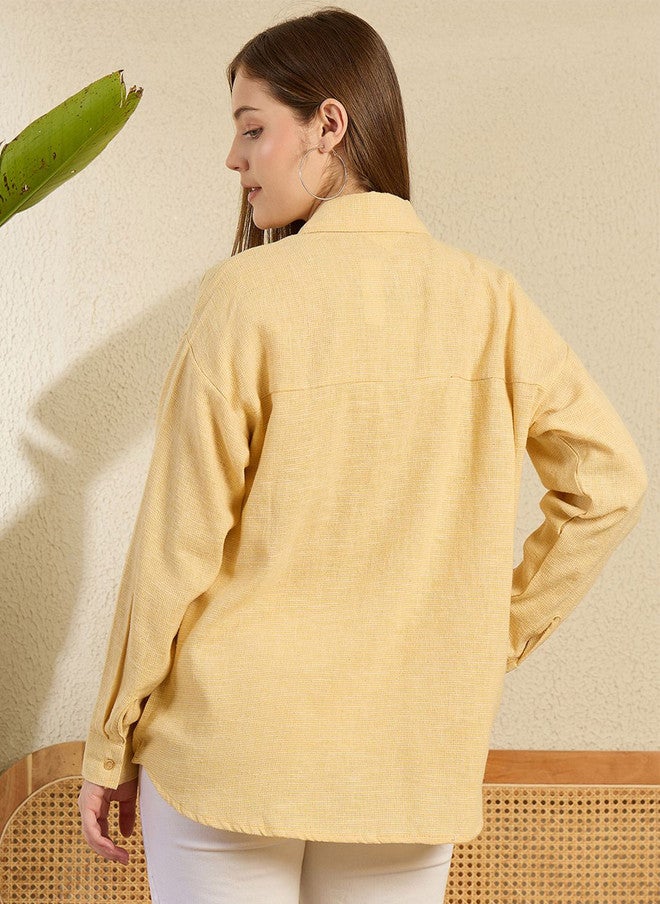 CHIMPAAANZEE Checked Spread Collar Oversized Casual Cotton Shirt - Image 5