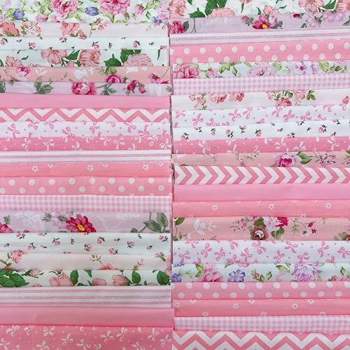 Antetek 7Pcs 9.8" x 9.8"(25 * 25CM) Cotton Fabric DIY Making Supplies Quilting Patchwork Fabric Fat Quarter Bundles DIY for Quilting Cotton Patchwork Cushions (Peony, 9.8" x 9.8") - Image 1