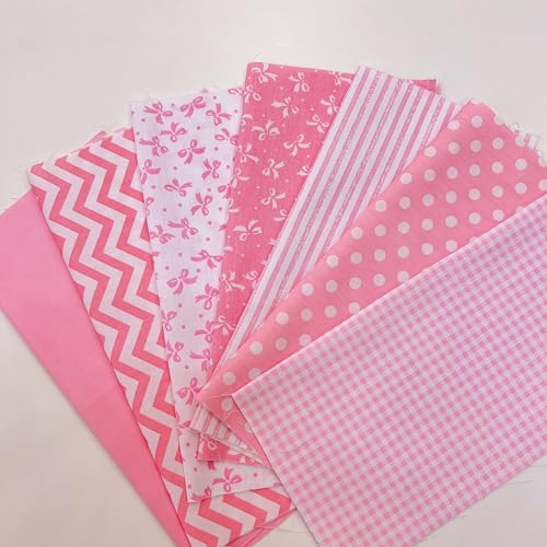 Antetek 7Pcs 9.8" x 9.8"(25 * 25CM) Cotton Fabric DIY Making Supplies Quilting Patchwork Fabric Fat Quarter Bundles DIY for Quilting Cotton Patchwork Cushions (Peony, 9.8" x 9.8") - Image 4