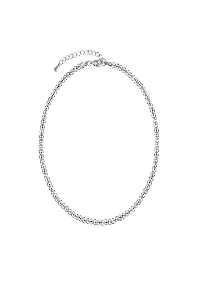 Badu Silver Plated Bead for Women Handmade Ball Strand Chain Necklaces 4mm (16.1 inch) - Image 1