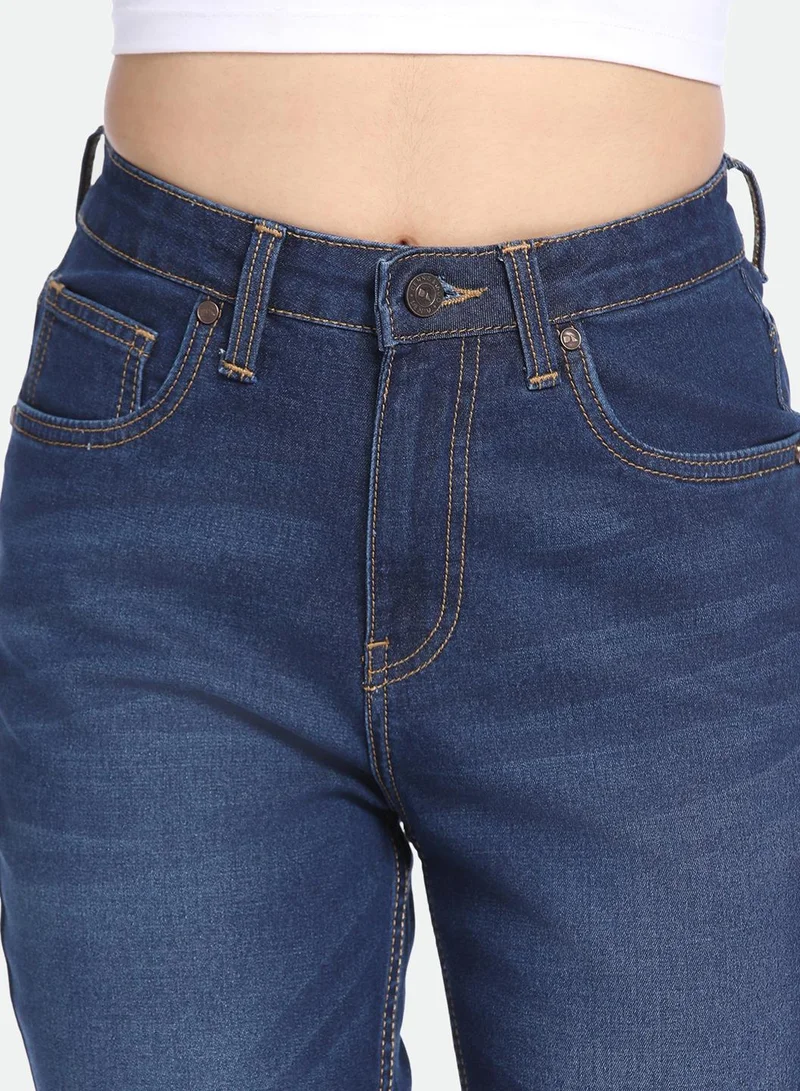 دينيس لينغو Indigo Boot Cut Jeans for Women - Stretch Cotton Blend