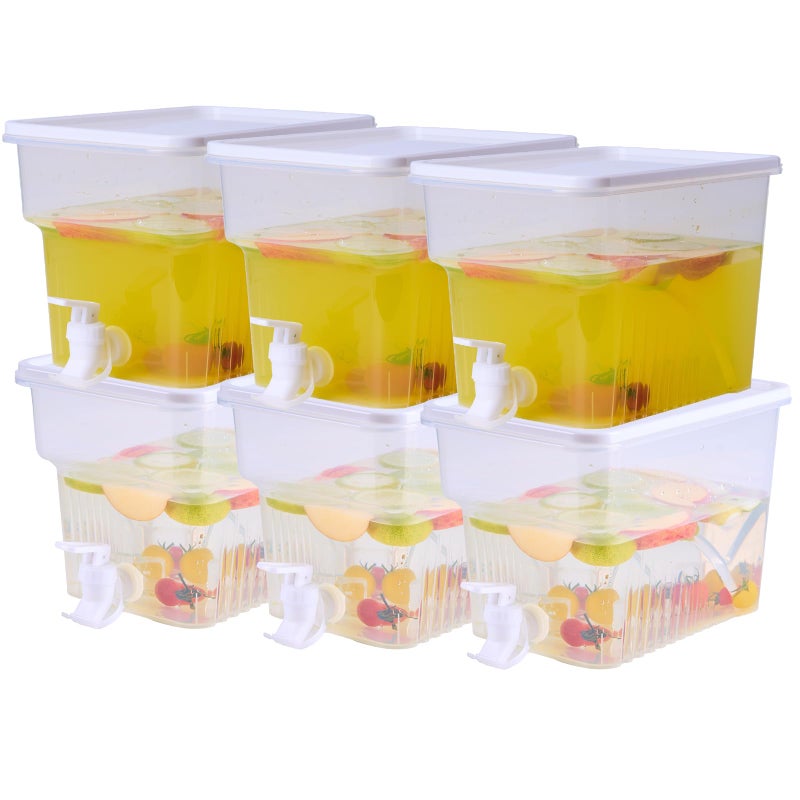 BEWBBAT 6 Pack 1.3 Gallon Fridge Drink Beverage Dispenser with Spigot, Leak-Proof Plastic Water Container Ice Juice Dispenser with Spigot for Party Daily Use - Image 1